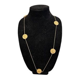Anne Klein Lion Station Necklace  Gold Played Tone Statement Costume Scotland
